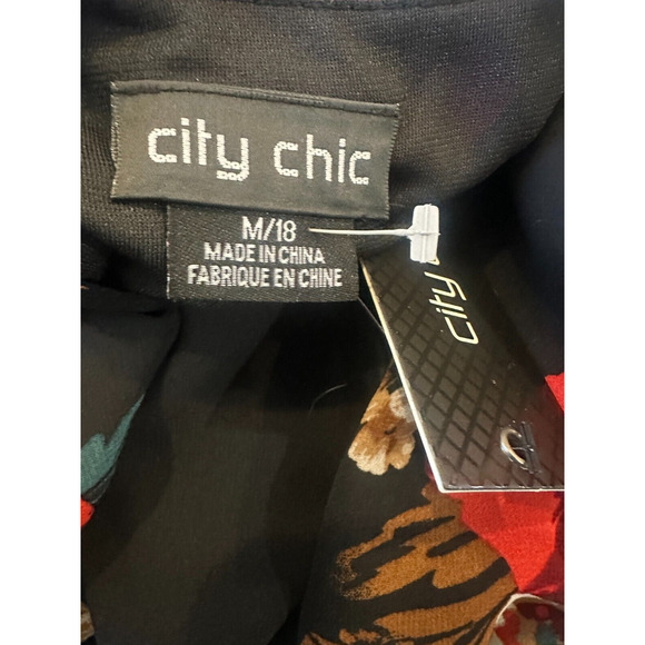 NWT City Chic Valencia Faux Wrap Tie Babydoll Blouse Floral Top Plus Size M 18 - Picture 5 of 14